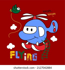 Flying Helicopter Baby Vector Design 