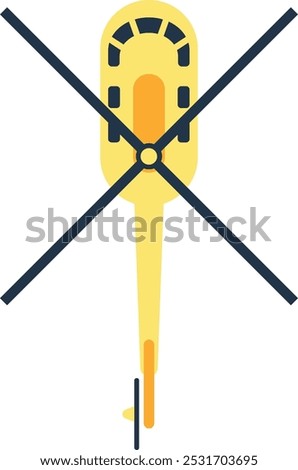 Flying helicopter. Chopper top view. Aircraft icon