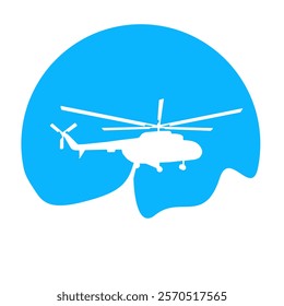 Flying helicopter isolated icon vector. isolated vector design with blue line art for aviation-in. Vector silhouette illustration of helicopter air transportation for logo.