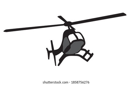 Flying helicopter silhouette drawing sketch vector