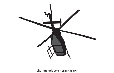 Flying helicopter silhouette drawing sketch vector