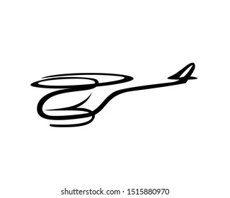 Flying Helicopter Symbol with Silhouette Style