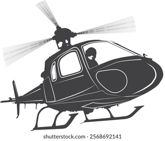 Flying helicopter vector with pilot