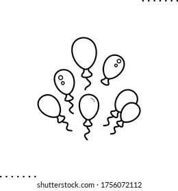 Icono vectorial de globos de helio volador en contornos