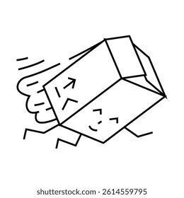 flying hero cardboard box character line icon vector. flying hero cardboard box character sign. isolated contour symbol black illustration
