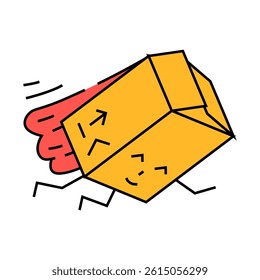 flying hero cardboard box character line icon vector. flying hero cardboard box character sign. isolated symbol illustration
