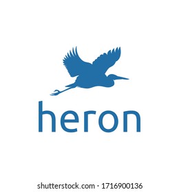 Flying heron, stork silhouette logo design