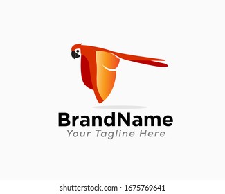 Flying high red parrots logo design inspiration