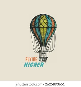 FLYING HIGHER DESIGN - MODERN AND STYLISH TYPOGRAPHY DESIGN, VECTOR PRINT T-SHIRT, GRAPHIC VECTOR DESIGN, URBAN STYLE, STREET WEAR FASHION ILLUSTRATION, 