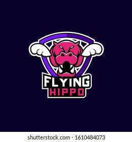 flying hippo sport logo icon design 