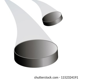 flying hockey puck to the left with a train