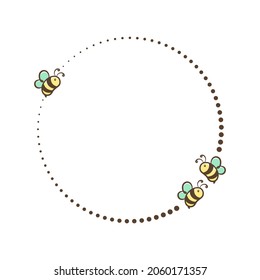 Flying honey bee circle frame vector clipart design