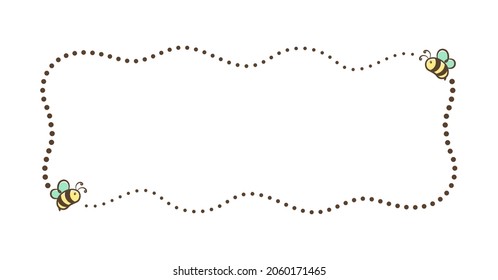 Flying honey bee frame vector clipart design
