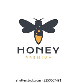 flying honey bee insect with sweet honey drop water logo design vector icon illustration template