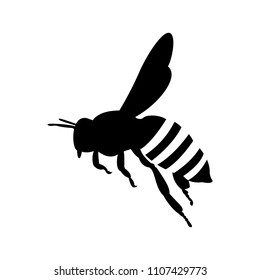 flying honey bee. silhouette honey bee icon vector