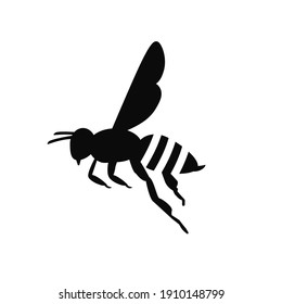 flying honey bee. silhouette honey bee icon vector