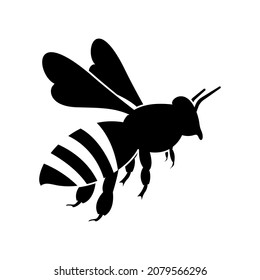 flying honey bee. silhouette honey bee icon vector
