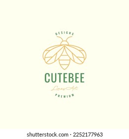 flying honey bee wings geometric polygonal lines art minimal hipster vintage logo design vector icon illustration template