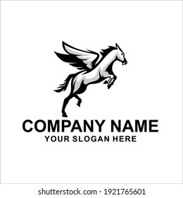 flying horse animal logo vector