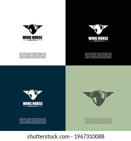 flying Horse emblem logo design illustration