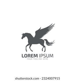 Flying horse logo, flying horse icon, vector illustration colorful isolated black horse on white background.