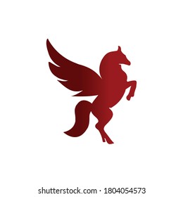  Flying Horse and  Majestic Pegasus Cartoon Vector Logo Mascot Design Illustration
