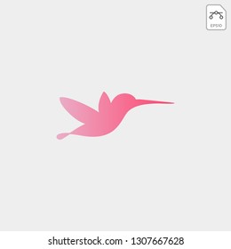 flying humming bird line art logo template vector icon