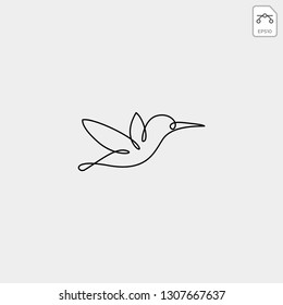 flying humming bird line art logo template vector icon