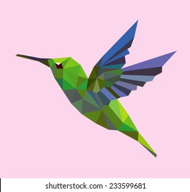 Flying humming bird triangle low polygon style. Nice, colorful and clean vector. Good use for your symbol, mascot, website icon, avatar, sticker, or any design you want. Easy to use.