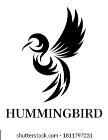 Flying hummingbird black line art Vector illustration on a white background of. Suitable for making logo.