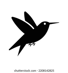 Flying hummingbird colibri bird icon | Black Vector illustration |