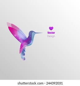 Flying hummingbird, colorful vector abstract illustration