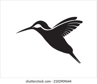 flying hummingbird design on black and white background