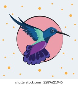 Flying hummingbird detail. Colorful bird in tropical paradise.