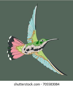 FLYING HUMMINGBIRD EMBROIDERY