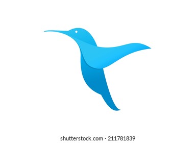 Flying hummingbird or logo template.