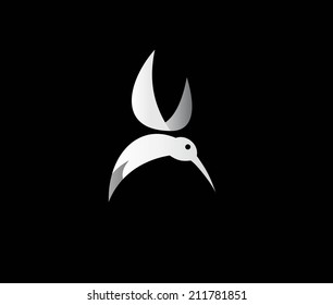 Flying hummingbird or logo template.