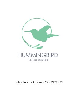 Flying Hummingbird Logo Template. Flying Colibri Vector Design. Bird Illustration - Vector