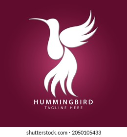 flying hummingbird logo with wings and tail dance