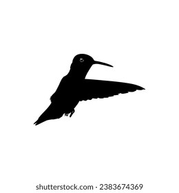 Flying Hummingbird Silhouette, can use Art Illustration, Website, Logo Gram, Pictogram or Graphic Design Element. Vector Illustration