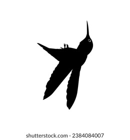 Flying Hummingbird Silhouette, can use Art Illustration, Website, Logo Gram, Pictogram or Graphic Design Element. Vector Illustration