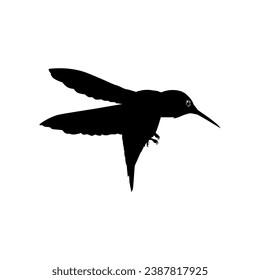 Flying Hummingbird Silhouette, can use Art Illustration, Website, Logo Gram, Pictogram or Graphic Design Element. Vector Illustration