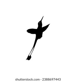 Flying Hummingbird Silhouette, can use Art Illustration, Website, Logo Gram, Pictogram or Graphic Design Element. Vector Illustration