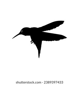 Flying Hummingbird Silhouette, can use Art Illustration, Website, Logo Gram, Pictogram or Graphic Design Element. Vector Illustration