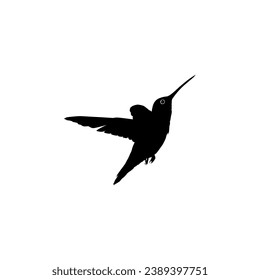 Flying Hummingbird Silhouette, can use Art Illustration, Website, Logo Gram, Pictogram or Graphic Design Element. Vector Illustration