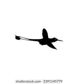 Flying Hummingbird Silhouette, can use Art Illustration, Website, Logo Gram, Pictogram or Graphic Design Element. Vector Illustration