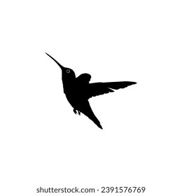 Flying Hummingbird Silhouette, can use Art Illustration, Website, Logo Gram, Pictogram or Graphic Design Element. Vector Illustration