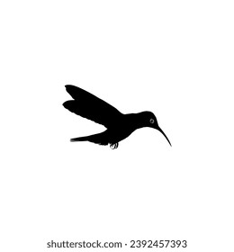 Flying Hummingbird Silhouette, can use Art Illustration, Website, Logo Gram, Pictogram or Graphic Design Element. Vector Illustration