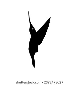 Flying Hummingbird Silhouette, can use Art Illustration, Website, Logo Gram, Pictogram or Graphic Design Element. Vector Illustration