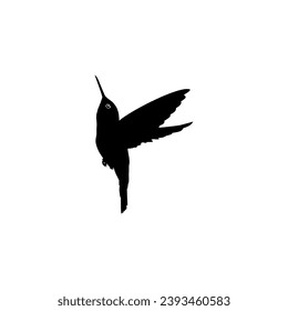 Flying Hummingbird Silhouette, can use Art Illustration, Website, Logo Gram, Pictogram or Graphic Design Element. Vector Illustration